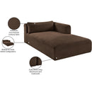 Meridian Shaggy Brown Corduroy Performance Fabric Chaise IMAGE 12
