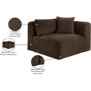Meridian Shaggy Brown Corduroy Performance Fabric Corner Chair IMAGE 10