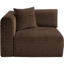 Meridian Shaggy Brown Corduroy Performance Fabric Corner Chair IMAGE 3