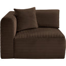 Meridian Shaggy Brown Corduroy Performance Fabric Corner Chair IMAGE 4