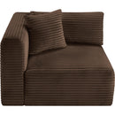 Meridian Shaggy Brown Corduroy Performance Fabric Corner Chair IMAGE 6