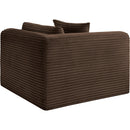 Meridian Shaggy Brown Corduroy Performance Fabric Corner Chair IMAGE 7