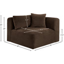 Meridian Shaggy Brown Corduroy Performance Fabric Corner Chair IMAGE 9