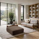 Meridian Shaggy Brown Corduroy Performance Fabric Ottoman IMAGE 2