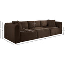 Meridian Shaggy Brown Corduroy Performance Fabric Modular Sofa IMAGE 11