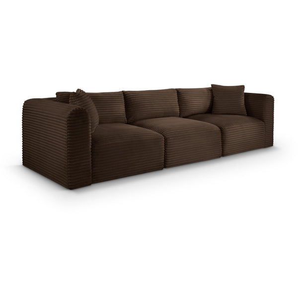 Meridian Shaggy Brown Corduroy Performance Fabric Modular Sofa IMAGE 1
