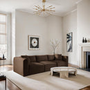 Meridian Shaggy Brown Corduroy Performance Fabric Modular Sofa IMAGE 2