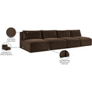 Meridian Shaggy Brown Corduroy Performance Fabric Modular Sofa IMAGE 11