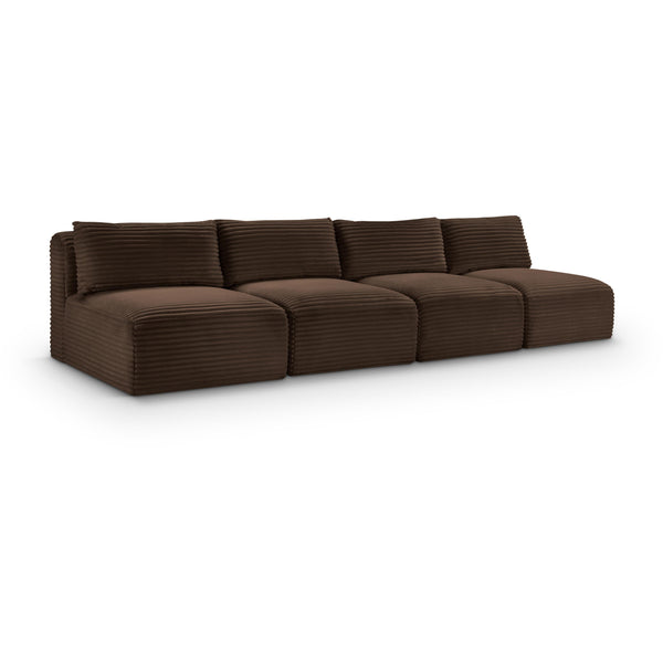Meridian Shaggy Brown Corduroy Performance Fabric Modular Sofa IMAGE 1