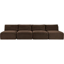 Meridian Shaggy Brown Corduroy Performance Fabric Modular Sofa IMAGE 3