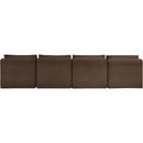 Meridian Shaggy Brown Corduroy Performance Fabric Modular Sofa IMAGE 5