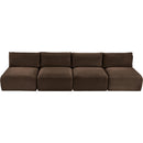 Meridian Shaggy Brown Corduroy Performance Fabric Modular Sofa IMAGE 6