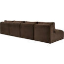 Meridian Shaggy Brown Corduroy Performance Fabric Modular Sofa IMAGE 7