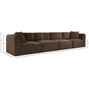Meridian Shaggy Brown Corduroy Performance Fabric Modular Sofa IMAGE 11