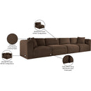 Meridian Shaggy Brown Corduroy Performance Fabric Modular Sofa IMAGE 12