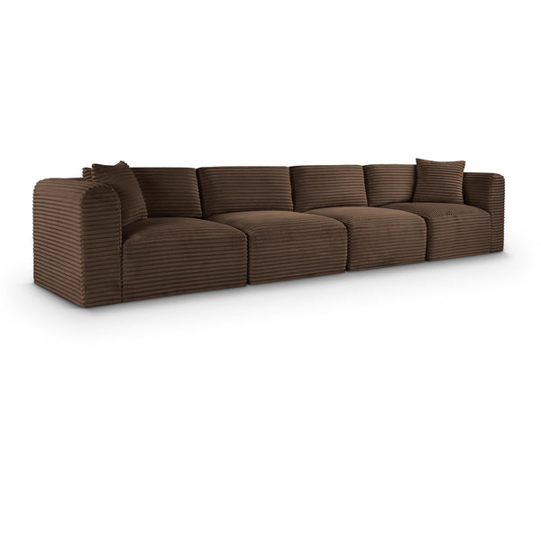 Meridian Shaggy Brown Corduroy Performance Fabric Modular Sofa IMAGE 1
