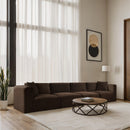 Meridian Shaggy Brown Corduroy Performance Fabric Modular Sofa IMAGE 2
