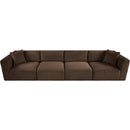 Meridian Shaggy Brown Corduroy Performance Fabric Modular Sofa IMAGE 6