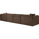 Meridian Shaggy Brown Corduroy Performance Fabric Modular Sofa IMAGE 7