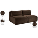  Meridian Shaggy 62" Brown Corduroy Performance Fabric Upholstered 2 pc Armless Modular Loveseat IMAGE 10
