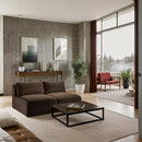 Meridian Shaggy Brown Corduroy Performance Fabric Modular Sofa IMAGE 2