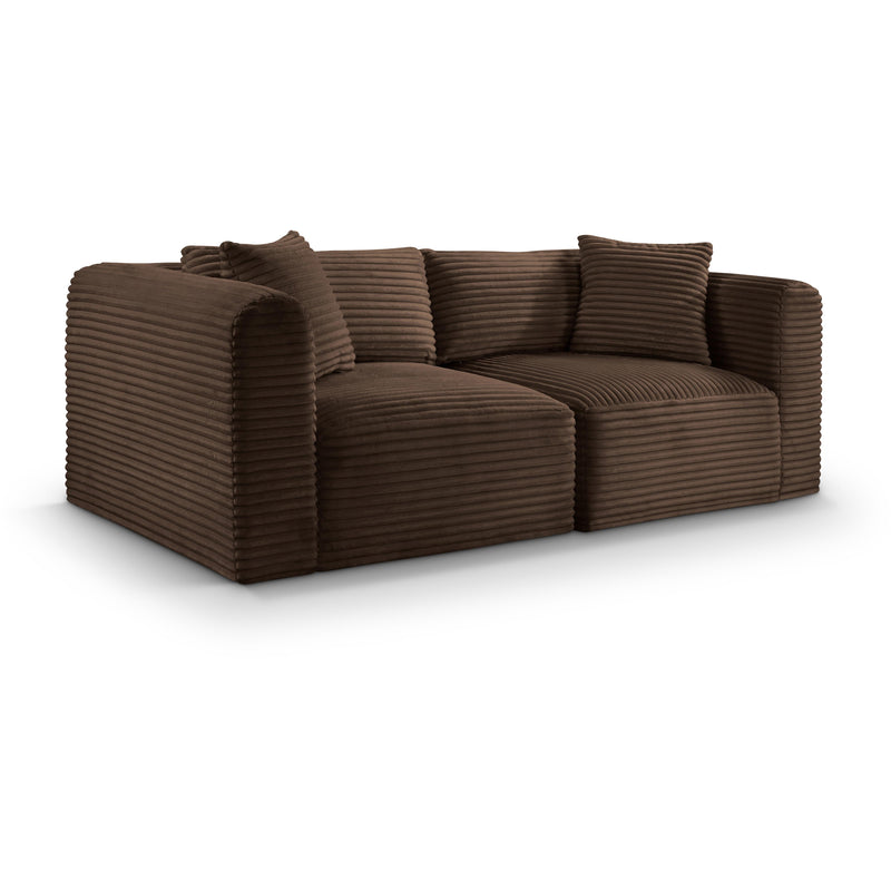 Meridian Shaggy Brown Corduroy Performance Fabric Modular Sofa IMAGE 1