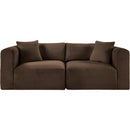 Meridian Shaggy Brown Corduroy Performance Fabric Modular Sofa IMAGE 3