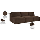 Meridian Shaggy Brown Corduroy Performance Fabric Modular Sofa IMAGE 11