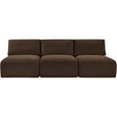 Meridian Shaggy Brown Corduroy Performance Fabric Modular Sofa IMAGE 3