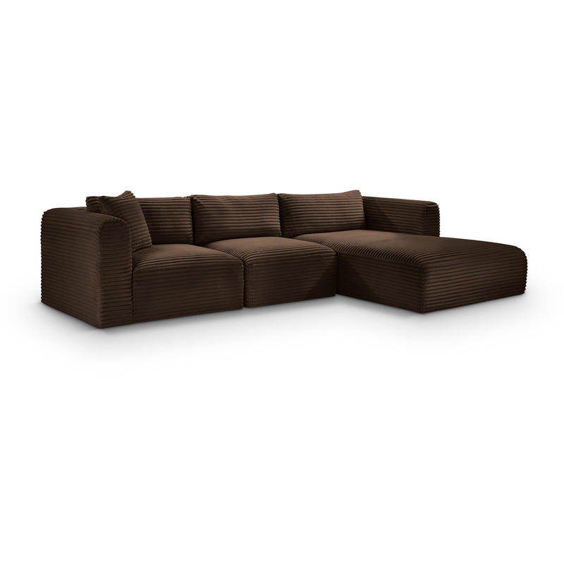 Meridian Shaggy Brown Corduroy Performance Fabric Modular Sectional IMAGE 1