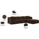 Meridian Shaggy Brown Corduroy Performance Fabric Modular Sectional IMAGE 13