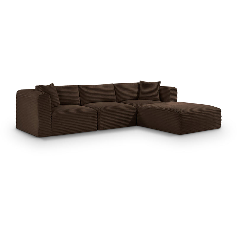 Meridian Shaggy Brown Corduroy Performance Fabric Modular Sectional IMAGE 1