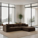 Meridian Shaggy Brown Corduroy Performance Fabric Modular Sectional IMAGE 2