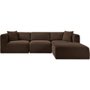 Meridian Shaggy Brown Corduroy Performance Fabric Modular Sectional IMAGE 3