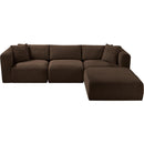 Meridian Shaggy Brown Corduroy Performance Fabric Modular Sectional IMAGE 6
