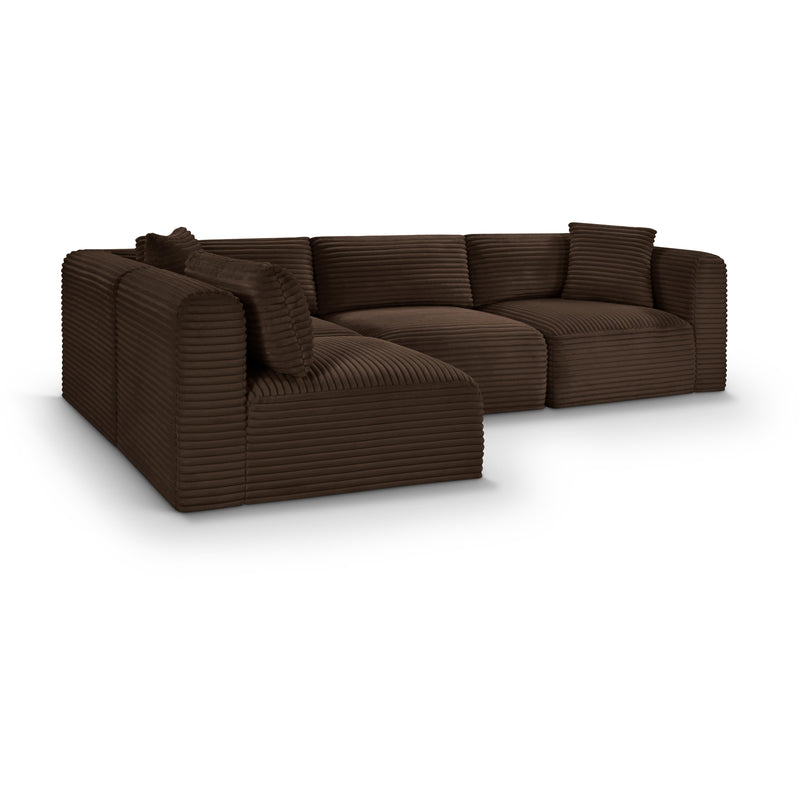 Meridian Shaggy Brown Corduroy Performance Fabric Modular Sectional IMAGE 1