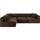 Meridian Shaggy Brown Corduroy Performance Fabric Modular Sectional IMAGE 3