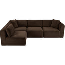 Meridian Shaggy Brown Corduroy Performance Fabric Modular Sectional IMAGE 6