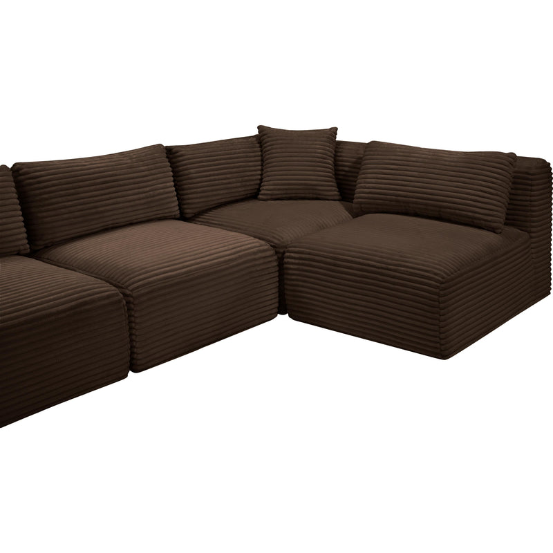 Meridian Shaggy Brown Corduroy Performance Fabric Modular Sectional IMAGE 9
