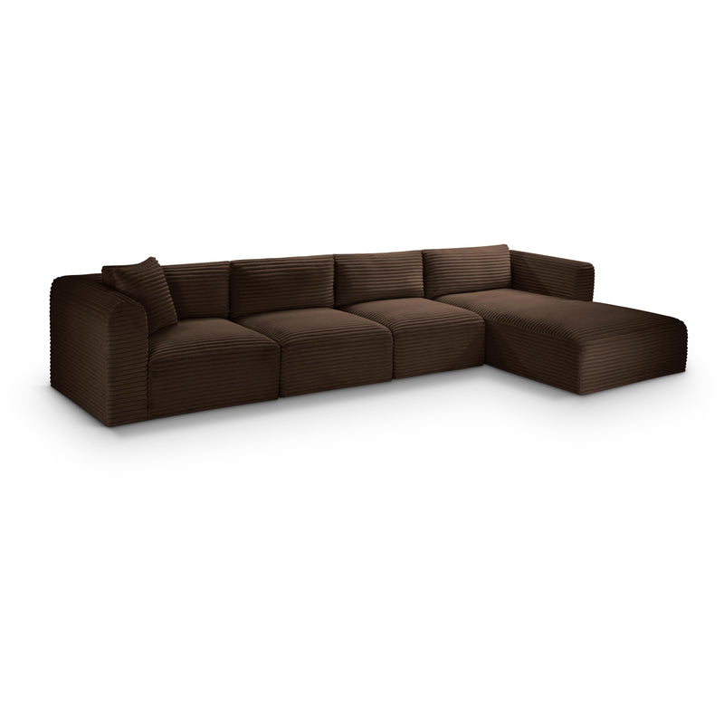 Meridian Shaggy Brown Corduroy Performance Fabric Modular Sectional IMAGE 1