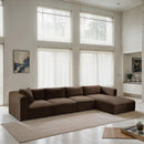 Meridian Shaggy Brown Corduroy Performance Fabric Modular Sectional IMAGE 2