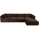 Meridian Shaggy Brown Corduroy Performance Fabric Modular Sectional IMAGE 6