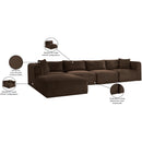 Meridian Shaggy Brown Corduroy Performance Fabric Modular Sectional IMAGE 13
