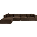 Meridian Shaggy Brown Corduroy Performance Fabric Modular Sectional IMAGE 3