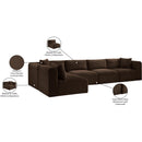 Meridian Shaggy Brown Corduroy Performance Fabric Modular Sectional IMAGE 13