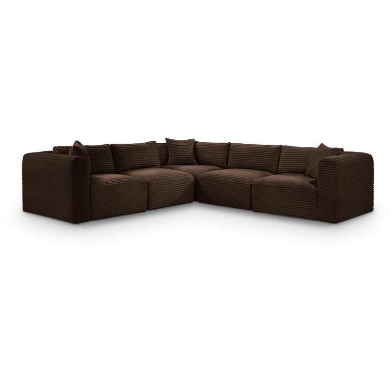 Meridian Shaggy Brown Corduroy Performance Fabric Modular Sectional IMAGE 1
