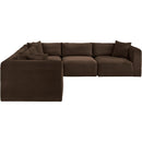 Meridian Shaggy Brown Corduroy Performance Fabric Modular Sectional IMAGE 4