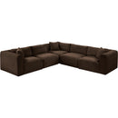 Meridian Shaggy Brown Corduroy Performance Fabric Modular Sectional IMAGE 6