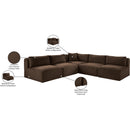 Meridian Shaggy Brown Corduroy Performance Fabric Modular Sectional IMAGE 10