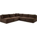 Meridian Shaggy Brown Corduroy Performance Fabric Modular Sectional IMAGE 3